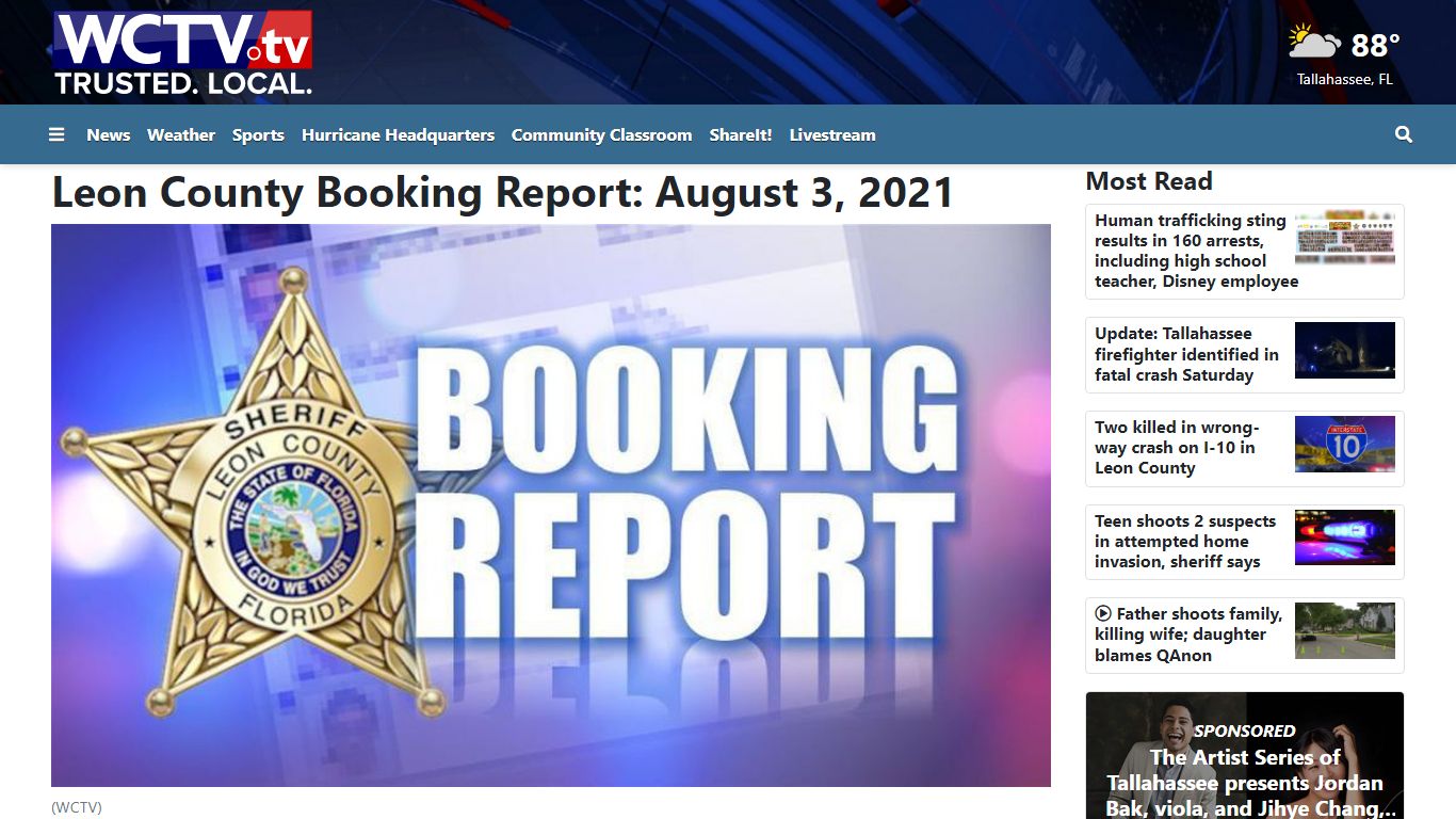 Leon County Booking Report: August 3, 2021 - WCTV